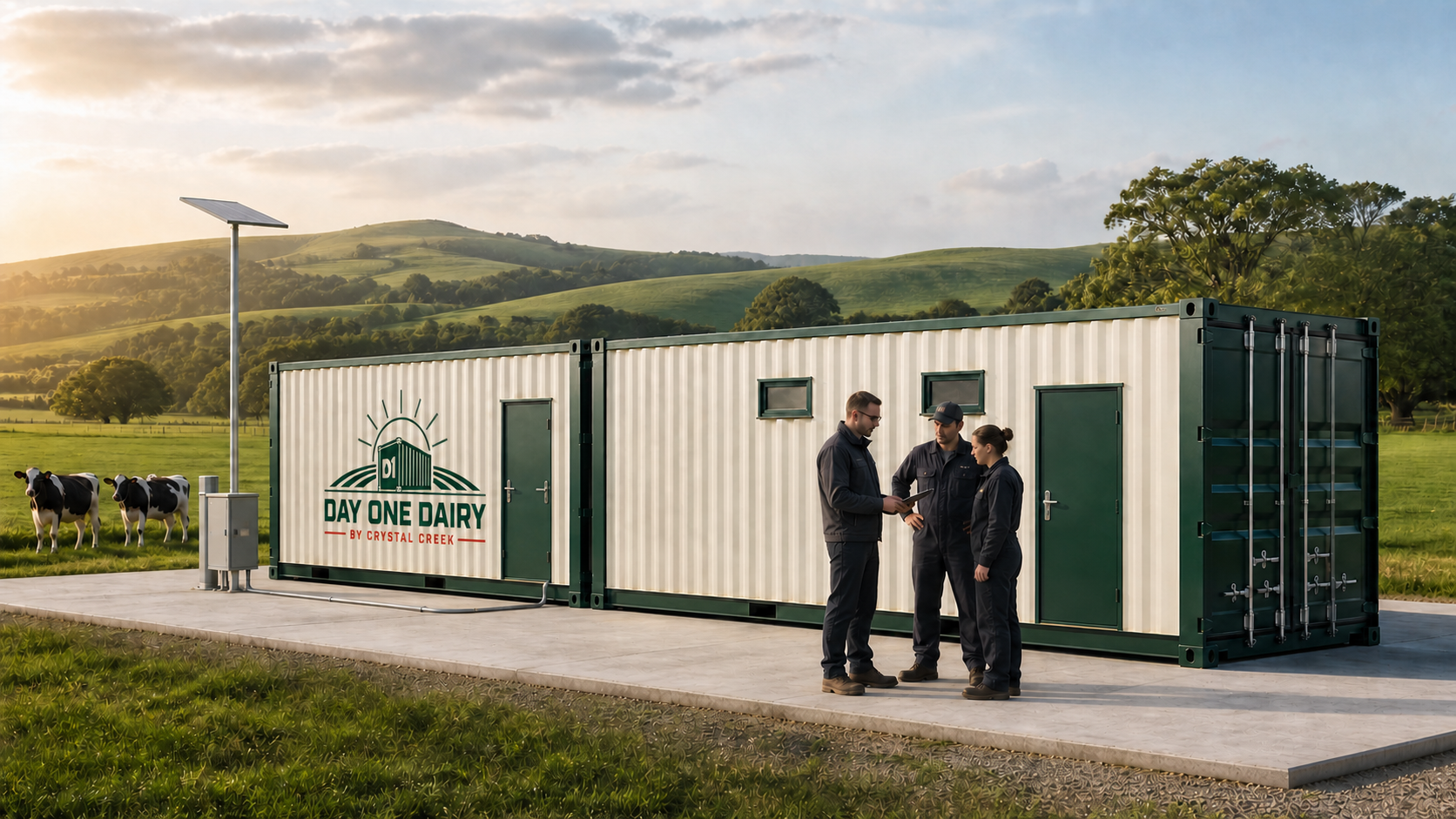Connected Day One Dairy deployment with local utility and communications infrastructure